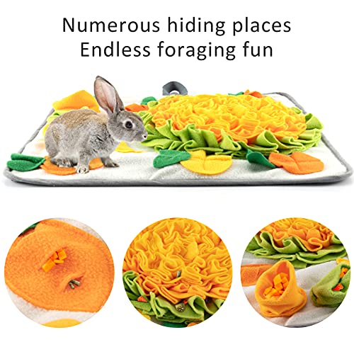 20" × 20" Rabbit Foraging Mat with Fixing Handle- Machine Washable Polar Fleece Pet Snuffle Pad Funny Interactive Nosework Feeding Mat Treat Dispenser for Rabbits Bunny Guinea Pigs Ferrets Chinchillas - Image 3