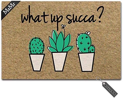 MsMr Funny Door Mat Entrance Front Door Mat What Up Succa Home Doormat Indoor Outdoor Decor Doormat Non-Slip Rubber Backing Mat 23.6x15.7 Inch