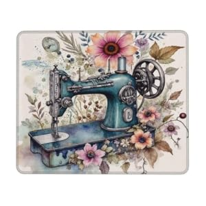 Vintage Französische Nähmaschine Und Blumenkunst Mauspad Komfort Mousepad Klein Mausunterlage Für Büro Reisen Computer 25X30Cm