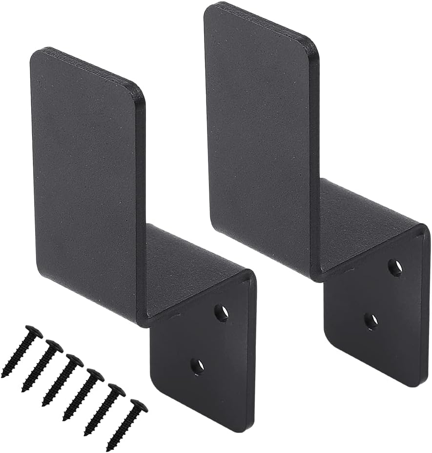 2x4 Door Barricade Brackets (2 pcs) Drop Open Bar Holder Steel Z Bracket for 2 by 4 Lumber as Security Door Reinforcement, Door Jammer, Tool Hanger for Your Home, Barn, Shed, Garage, Gate