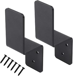 VANROUG 2x4 Door Barricade Brackets Z-Shape Black Security Door Lock Brackets Heavy Duty Drop Open Bar Holder Steel with Screw Fits 2x4 Lumber (2)