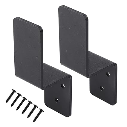 2x4 Door Barricade Brackets Z-Shape Black Security Door Lock Brackets Heavy Duty Drop Open Bar Holder Steel with Screw Fits 2x4 Lumber (2)