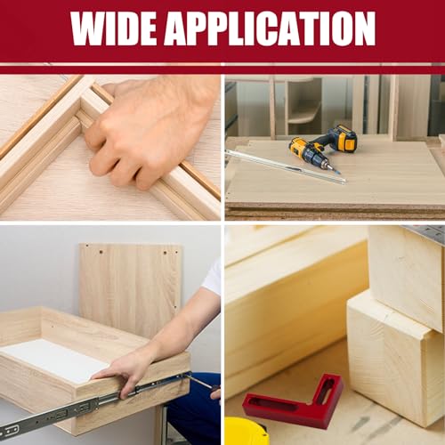 Eiahonen 90 Degree Mini Positioning Square, Premium Precision Woodworking Carpenter Corner Tool Right Angle Clamp, for Checking Edge of Carpenter Cutting Tool for Square (Red) - Image 6