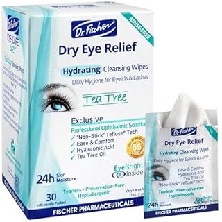 Dr. Fischer Tea Tree Eyelid Wipes - Gentle Eye Wipes for Everyday Eye Cleansing and Hypoallergenic Makeup Remover