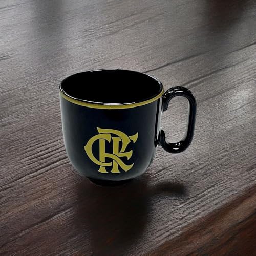 Caneca Porcelana Preta 350ML Flamengo Luva C/1 - Allmix