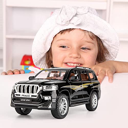 Image of 1:24 Scale Crusire Toy Car Prado Toy Car Diecast Metal Cars for Kids Light Sound Pull Back Openable Door