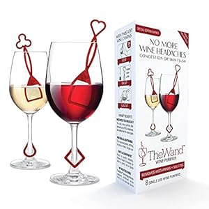 PureWine Red Wand Technology Histamine and Sulfite Filter, Purifier Reduces Wine Allergies, Stir Stick Aerates Wine…