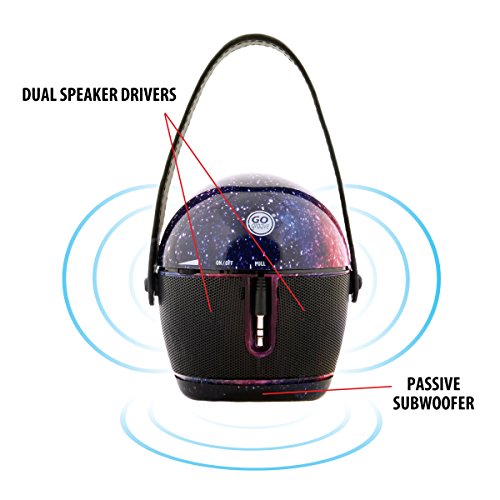 Cute Galaxy Robot Rechargeable Portable Speaker with Passive Subwoofer (Pal Bot Space) Speaker for Kids by GOgroove - Stereo Drivers, Retractable 3.5mm AUX Cable - Plug Into Tablets, Phones, & More