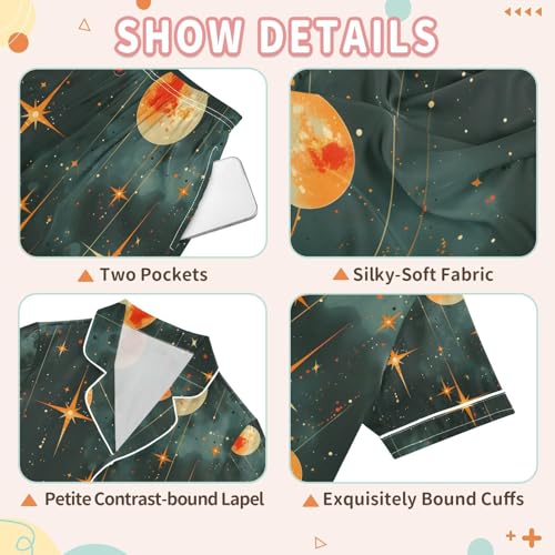 senya Watercolor Gradient Moon Satin Summer Pajama Sets Silk Short Sleeve Button Down Sleepwear3