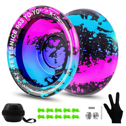 FETESNICE Yoyo Professional Responsive yoyo for Kids Beginner, Unresponsive Yoyos for Adults?Metal Trick Yo yo for Advanced Player?Pro Yo-yo with Yoyo Accessories?Black Blue Pink?
