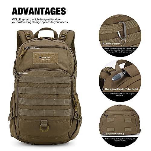 Mardingtop 25L Hiking Backpack,Lightweight Molle Tactical Backpack For Running,Hiking,Cycling,Motorcycle(With Rain-Cover) #TOP3