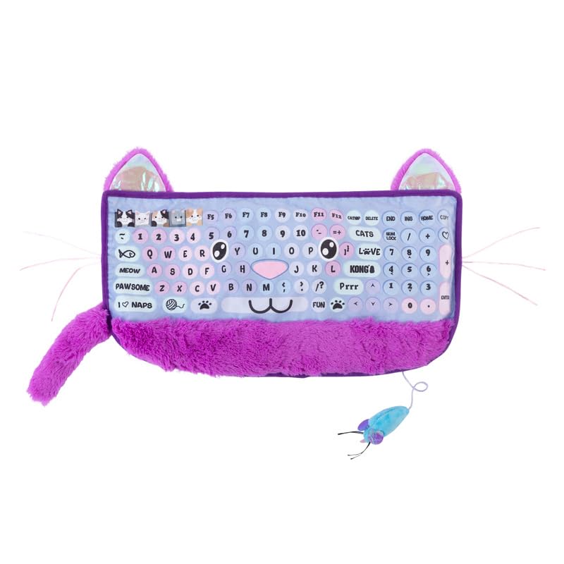 KONG Comfort Key Play Mat - Heatable Crinkle Computer Keyboard Mat for Snuggling - Cat Accessory