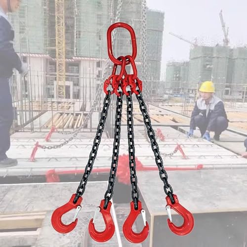 Generico Imbracatura a Catena a 4 Bracci in Acciaio G80 Mn con Ganci - Soluzione di Sollevamento per Attrezzature Pesanti, sicura e affidabile per la movimentazione di carichi Pesanti.