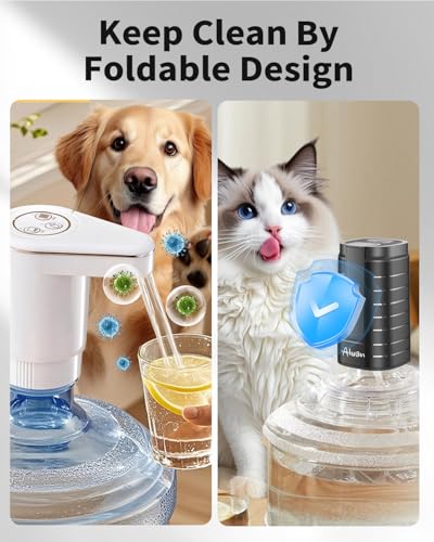 Image of Aluan Automatic Water Can Dispenser Pump for 20 Litre Bottle-Big Battery Portable C Type USB Rechargeable Water Pump Dispenser for Home-with Low Noise & High Efficiency (Black)