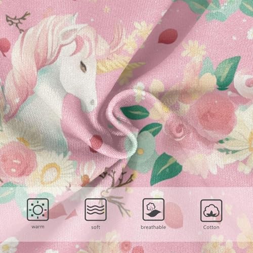Wusikd Unicorns Flowers Girls' Underwear Cotton Pink Flowers Girls Briefs Soft Toddler Underwear 2T3