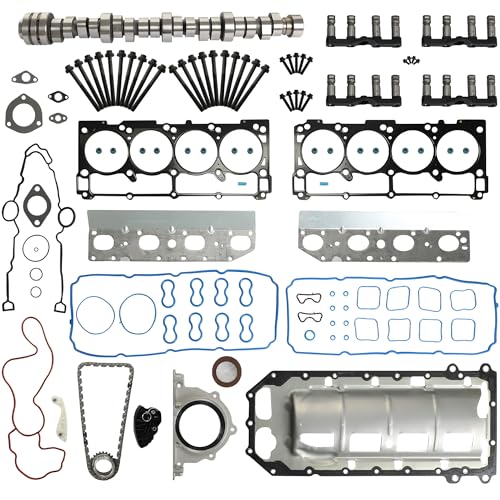 MDS 5.7 HEMI Lifters Camshaft Kit w/Head Gasket Set Timing Chain Fit For Chrysler 300 Jeep Grand Cherokee Dodge Charger Challenger Durango V8 5.7L 2009-2018 53022372AA 53021726AE 53021726AD