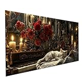 5D DIY Diamond Painting Gato, Diamond Painting Pintar por Numeros Adultos Piano, Kit Bordado Cuadrado Full Drill Pintura Diamante 70 x 140cm, Kit Pintar Diamante como Decoracion Hogar Model-05838