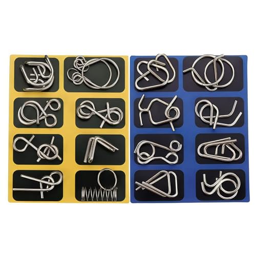 image for COREXISLY Metal Brain Teaser Puzzles, Set of 32 with Pouch, Steel IQ G