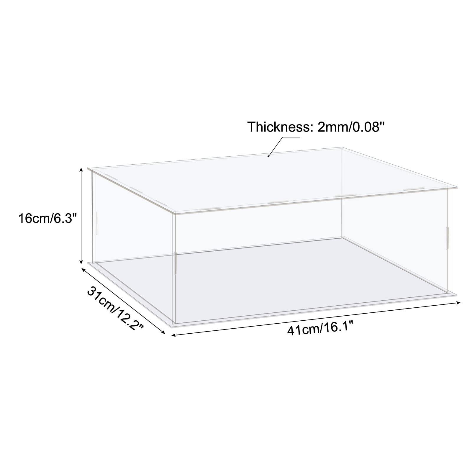 sourcing map Vitrine Box Acryl Box Durchsichtig Staubdicht Schutz für Sammlungen 41x31x16cm