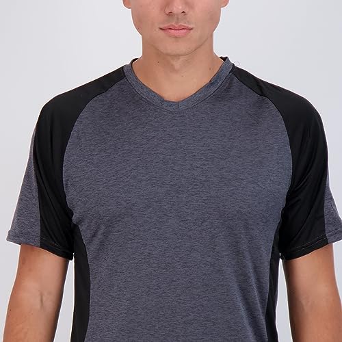 Real Essentials Athletic V Neck Tshirt Shirts T-Shirts Men Quick Dry Fit Tops Dri Fit Short Sleeve Active Wear Training Exercise Fitness Workout Shirt Tee Tees Gym Sports Top, Set 7, L, Pack Of 5 #TOP3