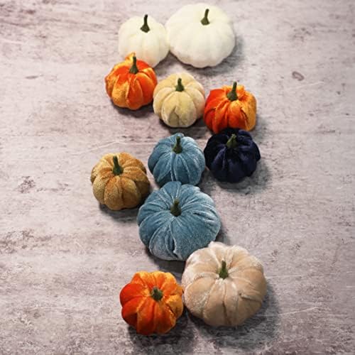 simpdecor Halloween Artificial Pumpkins 12PCS Fake Artificial Velvet Small Pumpkins for Halloween, Fall and Thanksgiving Party Decoration