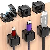 6 Pack Magnetic Cord Organizer, Easy Secure Adhesive Cable Management, Wire Holder Keeper Organizer Management, Hide Or Organize Phone USB Charger Cable for Home,Office,Car,Desk,Nightstand