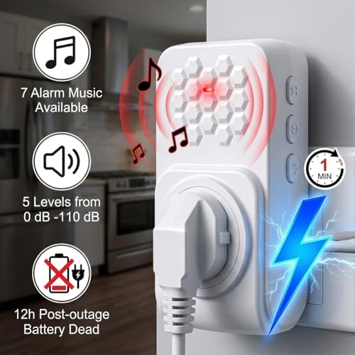 Image of Appliance Surge Protector with Alarm, Voltage Stabilizer Fireproof UL94V-1 Wall Mount Surge Protectors Outlet for Refrigerator, TV & Heavy, Real-Time Monitoring & Custom Voltage 80V-140V, 1Pcs