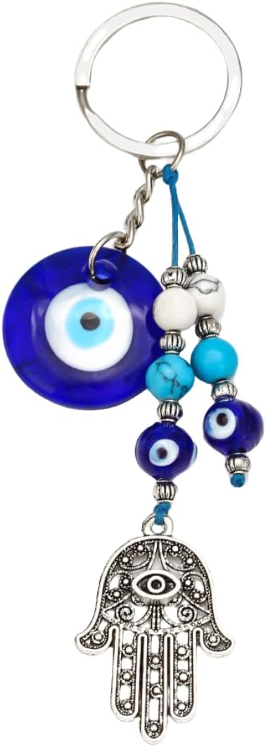 Evil Eye Keychains Blue Glass Lucky Eyeball Keychains-Unique Decorative Charm for Bags & Keys