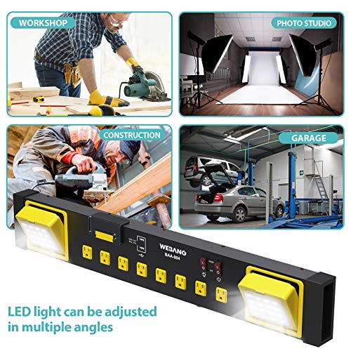 WEBANG Heavy Duty Metal Power Strip Surge Protector with 8 Outlets,2 USB Ports, Led Worklight, 15A Circuit Breaker, Wall Mount, UL Listed for Workshop/Garage/Countertop by WEBANG - Image 7