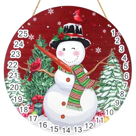 Christmas Decorations Countdown Calendar Sign 2024 Christmas Countdown Advent Calendar, Days Till Christmas Wooden Hanging Sign with Stand for Door, Wall, Table - Holiday Decorations Indoor Home Xmas Decor Cover