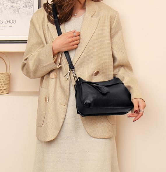 Genuine Leather Purse for Women Hobo Bag Trendy Crossbody Bag and Shoulder Bag with 2 Straps - Image 8