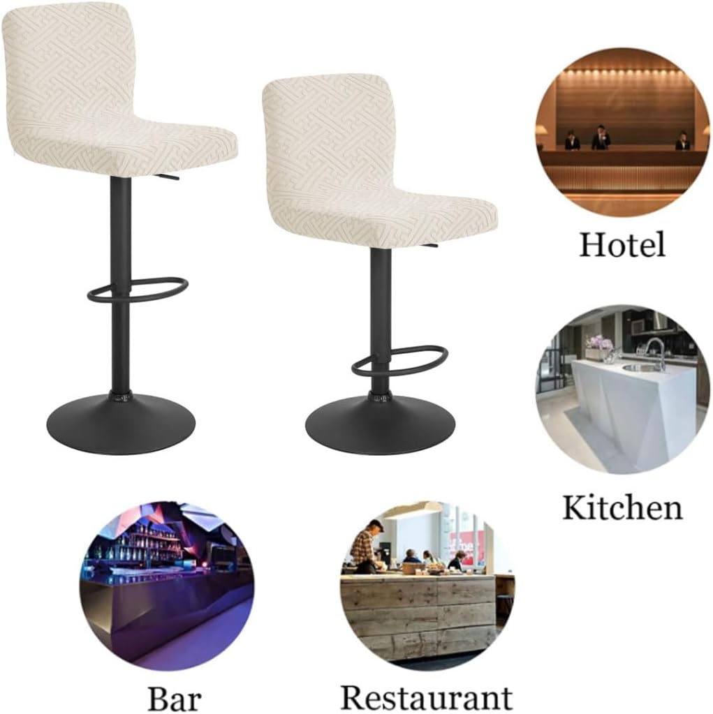 Bar Stool Cover with Backs 4 Pack Stretch Counter Height Barstool Covers Washable Square Swivel Barstool Chair Seat Slipcovers Mid Low Back Bar Chair Cover Protector Beige-Yellow
