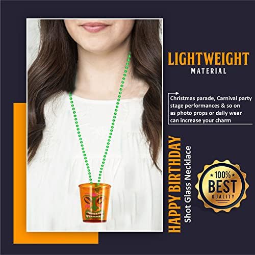 Shot Glass Necklace Novelty Plastic Beaded Chain With Wine Cup For Bachelorette Birthday Wedding Party Fancy Dress Up Hen Stage Night Accessories Assorted Color And Design 82cm Hawaiian Necklace (1Pc)