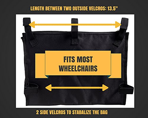 Wheelchair Backpack Organizer Bag for Back of Chair, Large Storage Pack with Zipper for Chair Users, 5 Pouch Pockets, Carry Tote Accessories for Electric, Manual or Powered Chairs (Black)