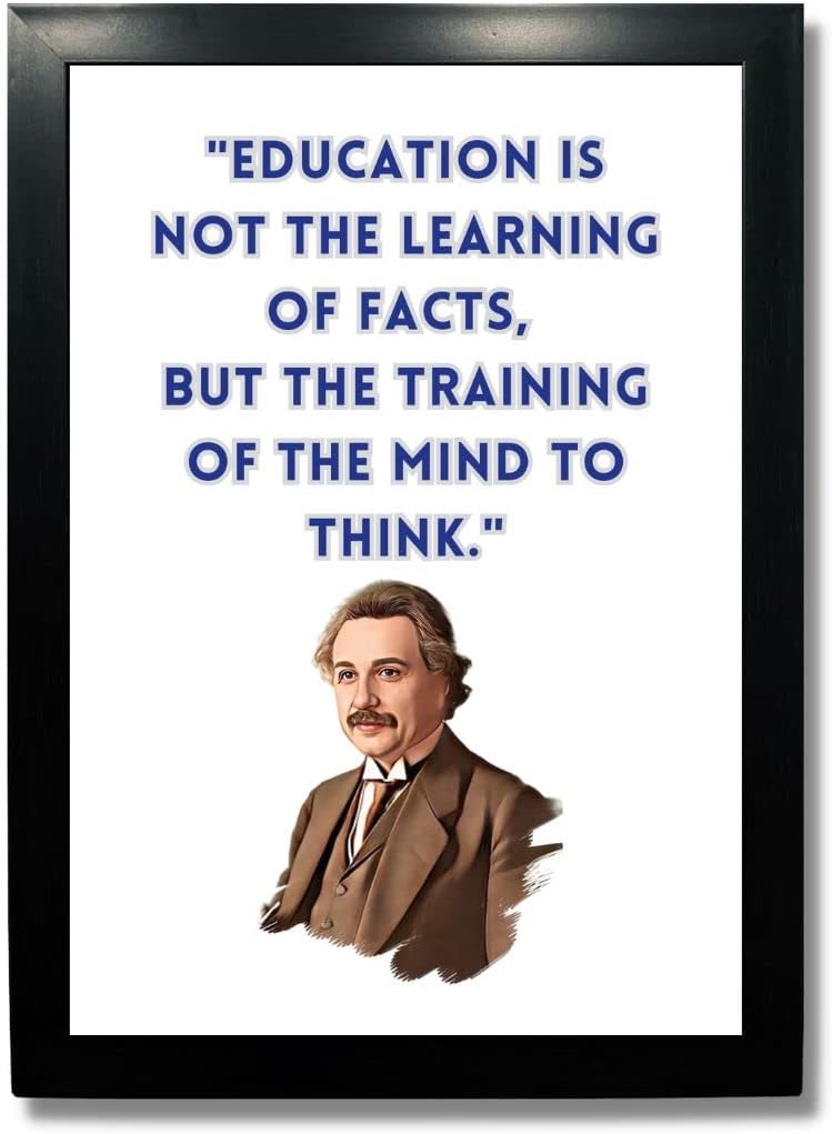 Kagaz Kala - Albert EInstein's Motivational Quotes for Living Room Study Room - Motivational Wall Frames - 13x10 Inch, Multicolor, Synthetic Frame (Education)