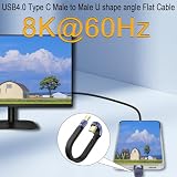 QIANRENON 240 W USB C PD, szybkie ładowanie, krótki kabel 40 Gbps, typ C 4.0, wtyczka na wtyczkę w kształcie U, płaski miękki kabel do transmisji danych USB 4.0 C, pełna funkcja 8K 60 Hz, do