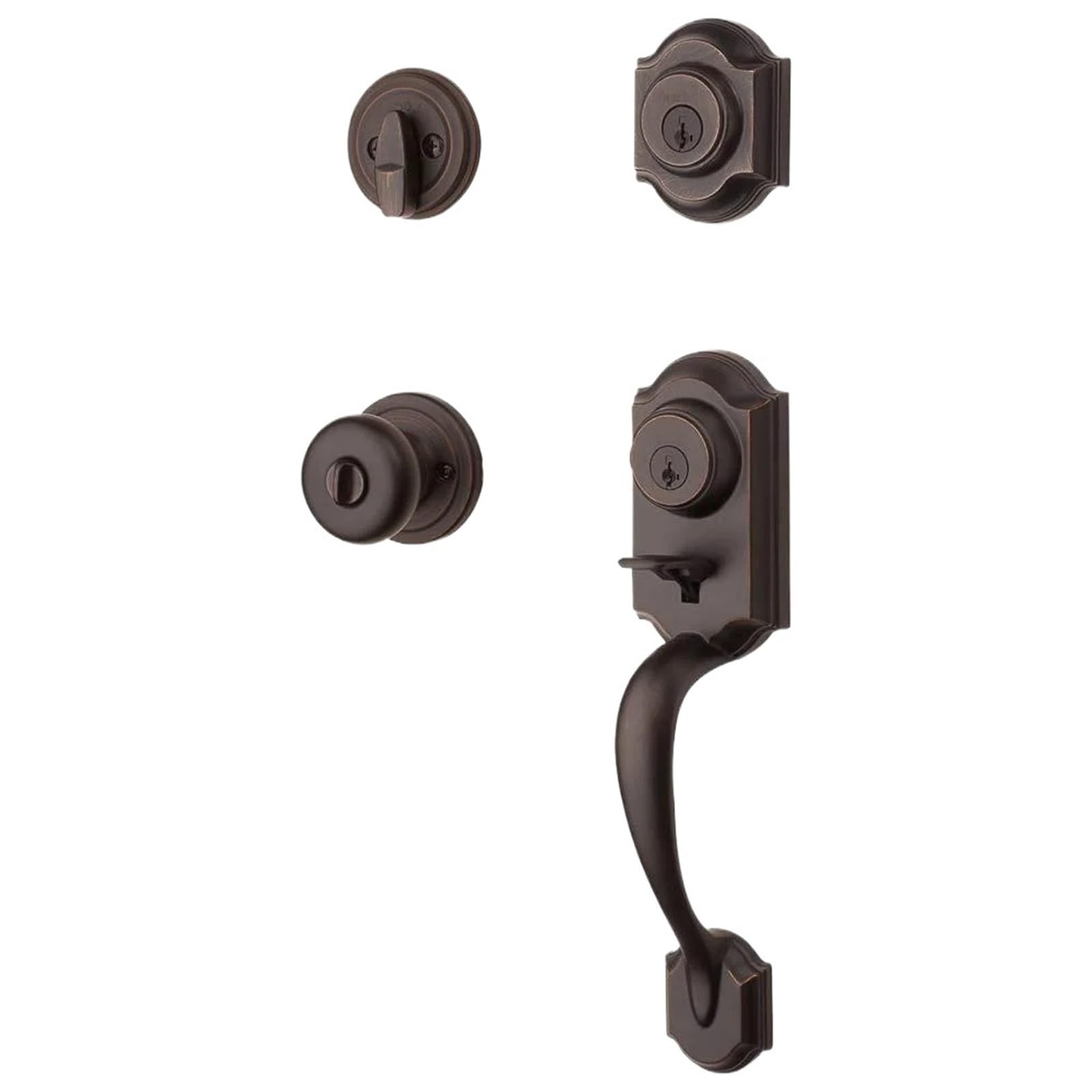 Ensemble poignée de porte bronze vénitien et serrure premium SmartKey
