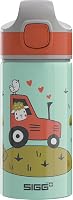 Sigg Miracle Tractor alumínium gyerek kulacs szívószállal - vízzöld/narancs - 0,4 l 1