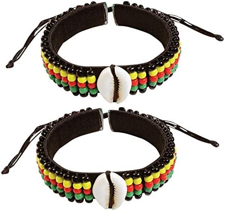 NOVARENA 2 Pcs Jamaican Rasta Beads with Cowrie Shells Bracelets for Men Women Beaded Bracelets Multi Layer Stackable Ethnic Tribal African Traditional (2 Pcs Jamaican Rasta Beads with Cowry Shells)