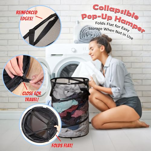 Pop Up Hamper for Laundry Mesh Collapsible Laundry Basket by Galashield - Image 3