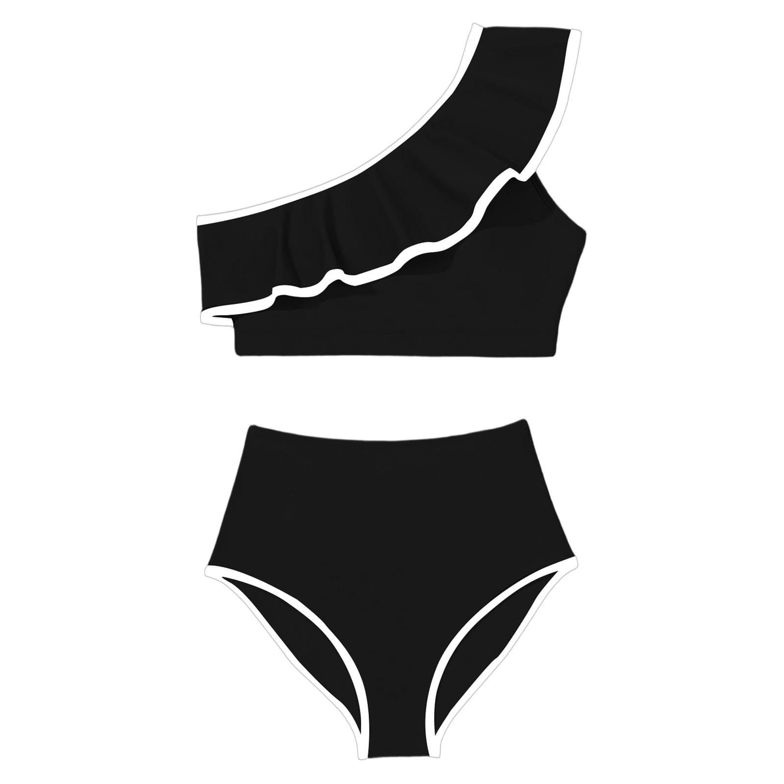 Haut de Maillot de Bain Tankini Fluide pour Femme, Volants froncés Devant, Dentelle délicate aux épaules, pièce séparée élégante, idéal pour Les Vacances d'été à la Plage ou à la Piscine, Coupe