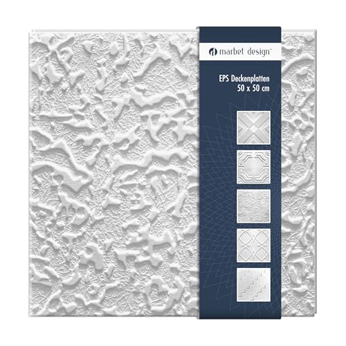 Paneles de techo de poliestireno EPS - Paneles de techo ligeros y robustos de diseño moderno - (Paquete económico de 2QM PASAT 50x50cm) Paneles de techo de revestimiento blanco