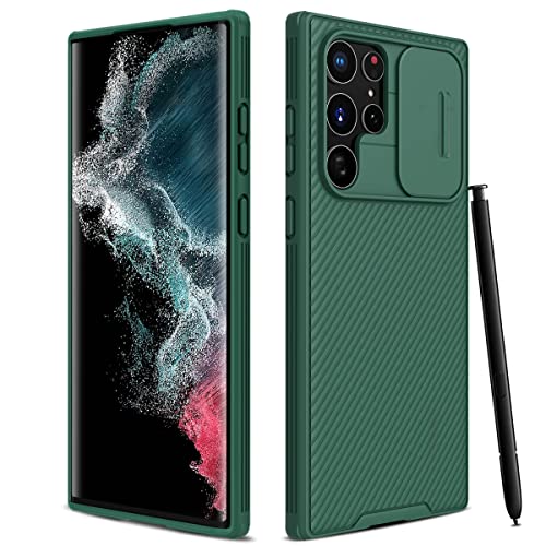 Image of CloudValley for Samsung Galaxy S22 Ultra Case with Slide Camera Cover, Hard PC Back & Soft Bumper Full-Body Protection, Slim Shockproof Protective Phone Cases for S22 Ultra 5G 6.8 inch (2022) - Green