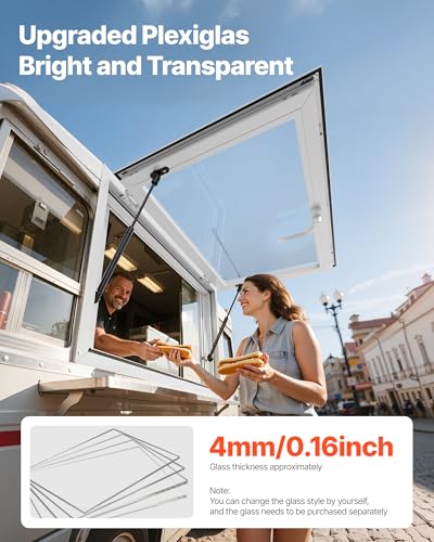 Image of VEVOR Concession Window Aluminum Alloy Frame Service Windows for Food Truck, Up to 85 Degrees Stand Serving Window with Awning Door and Drag Hook (2 left&right sliding windows, 36x24in)