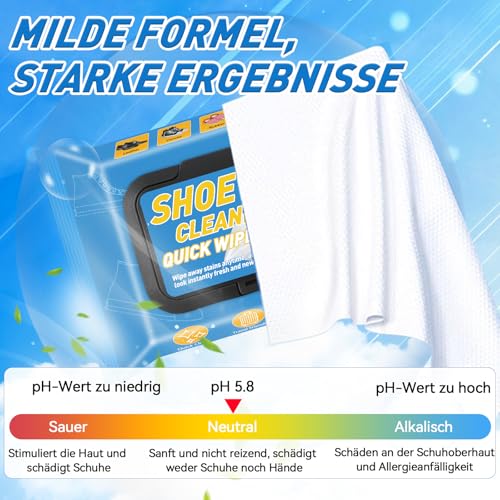 Mallbaola Schuh-Tücher, 30 Stück Schuhputztücher Entfernt Schmutzflecken, Einweg Sneaker Reiniger, Schuhputzsets Tragbar Für Reisen, Schuhe Reiniger Feuchttücher für Leder, Stoff, Weiße Sneaker
