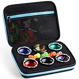 MAGICYOYO Professional Yoyo Storage Case, Yo-yo Case Carry Bag Protect Yo yo Accessories, 6 Yoyo Storage Compartments and Interior Zip Compartment (Black Blue)