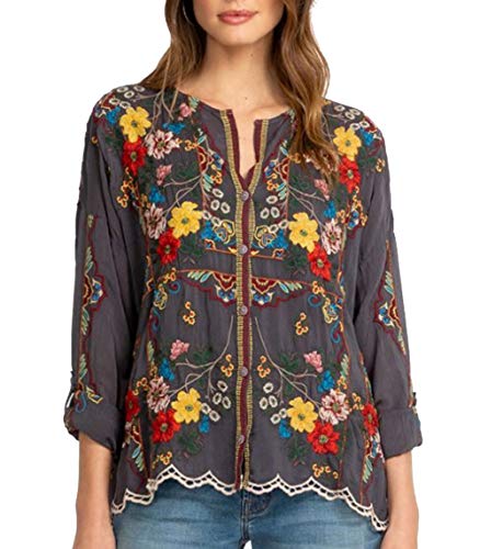 Johnny Was Women's Blouse, Graphite, Medium