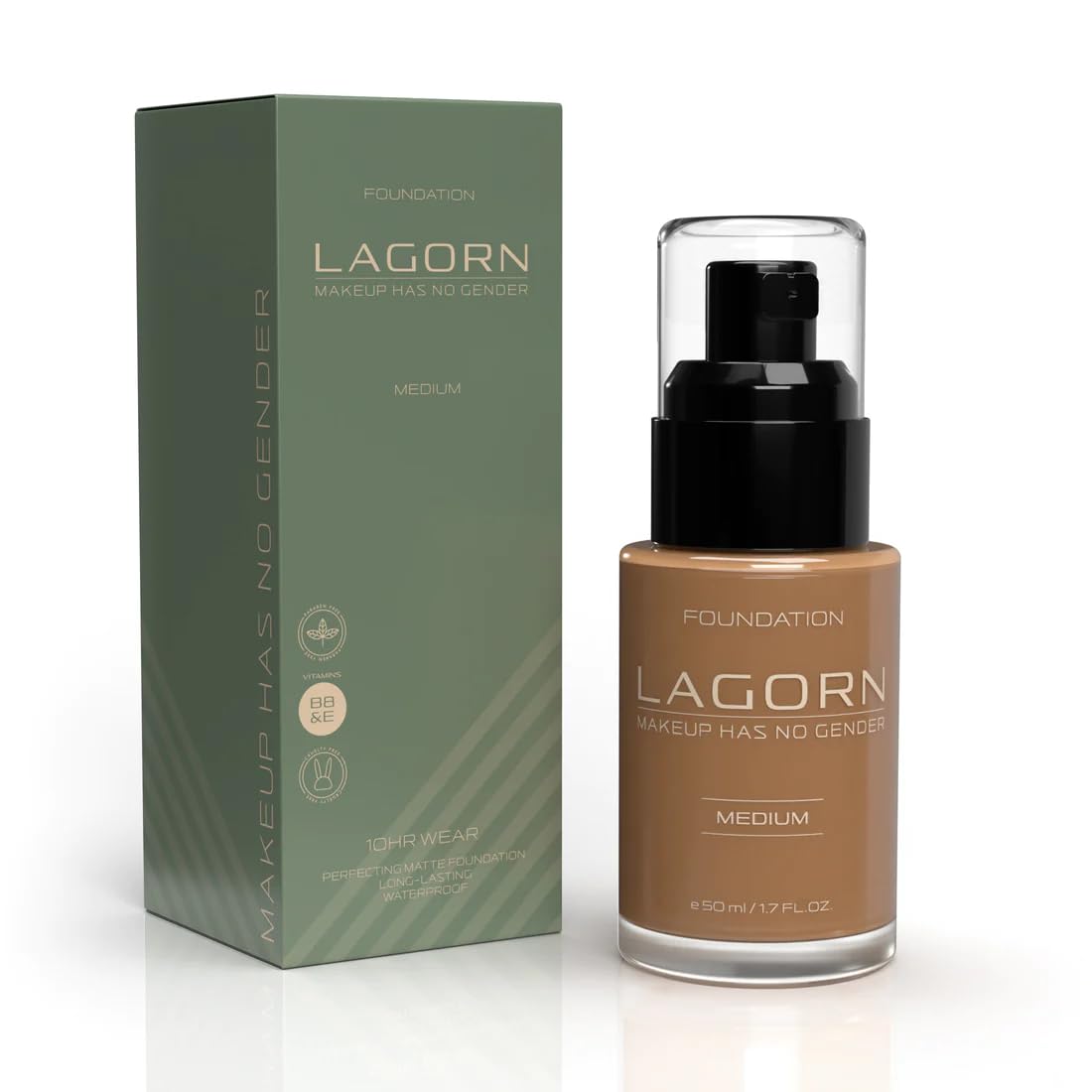 Lagorn Mens Foundation Makeup - Perfect Coverage Waterproof 10hr Wear - Tone Up Tinted Moisturizer - Formulated for