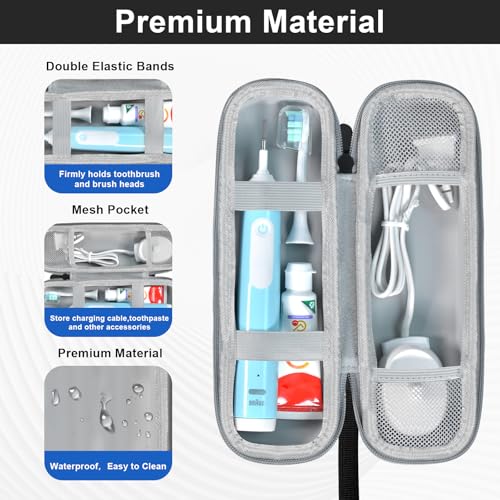 toothbrush travel case for phlips sonicare 4100 5100 1100 6100 5300io and most other electric toothbrush portable hard protective storage bag black