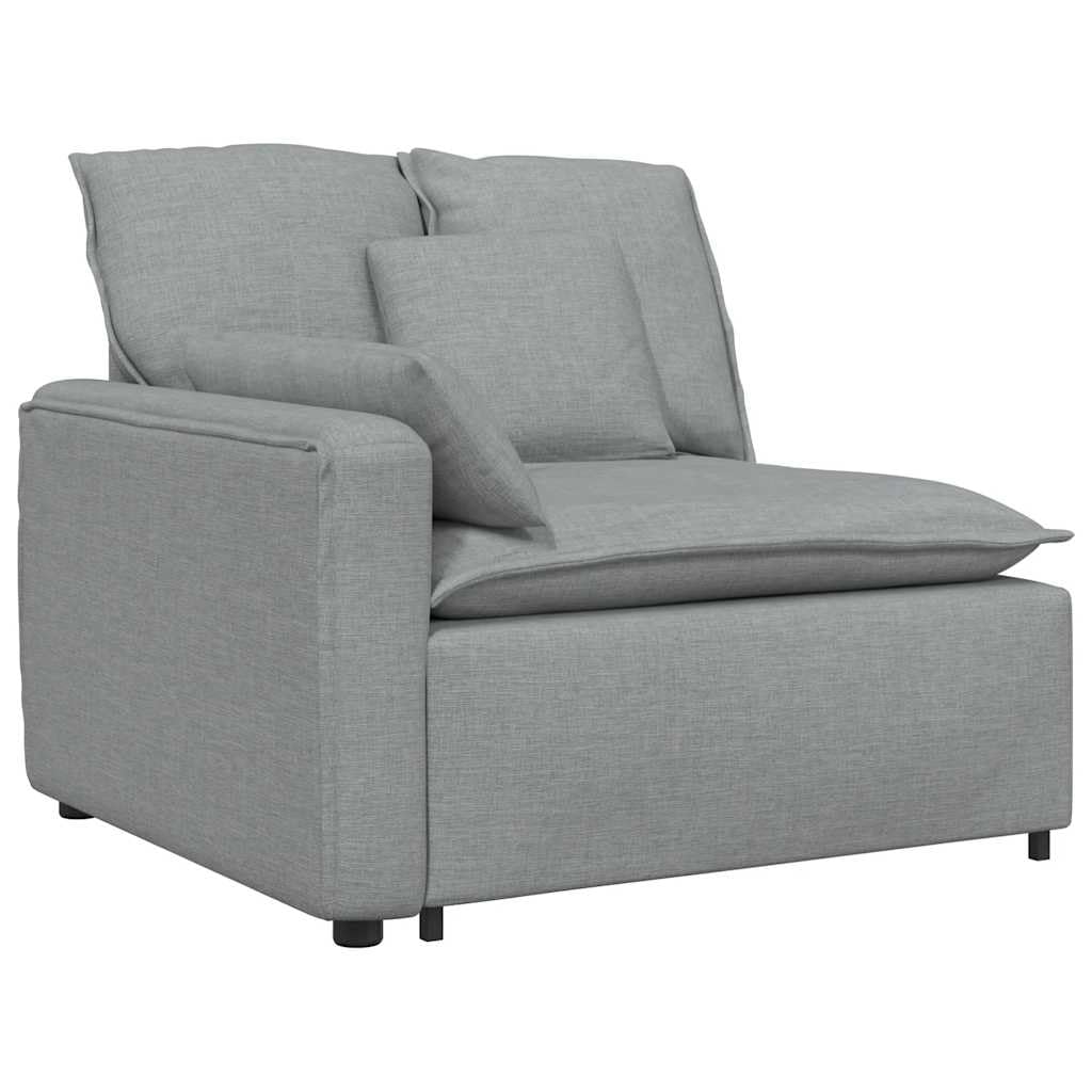Sofá modular con cojín gris claro, acolchado de tela y relleno de espuma, 324 x 105 x 64 cm, 3 piezas de elemento de montaje para sala de estar, flexible con marco de metal resistente y